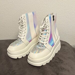 White Platform Boots Size 9.5